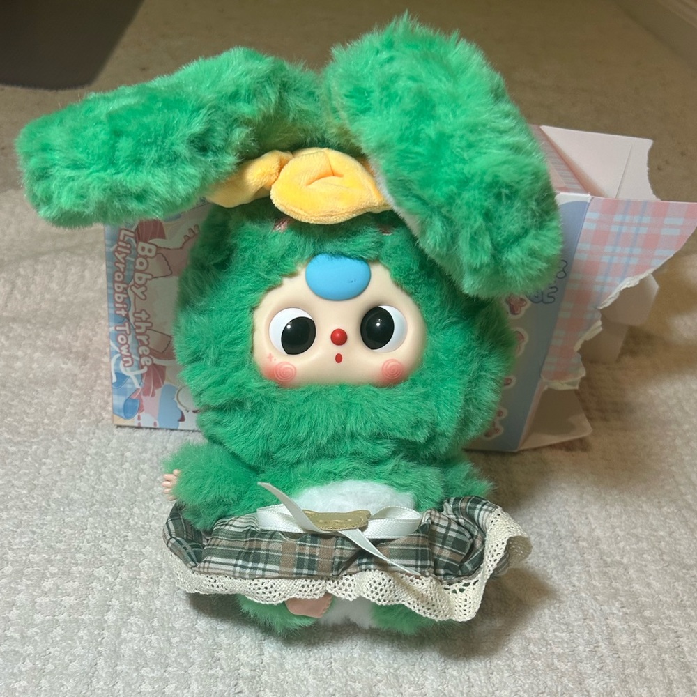 NWT Baby Three V2 Lilyrabbit Town Green Duck Plush Figure w/ Box & Bag